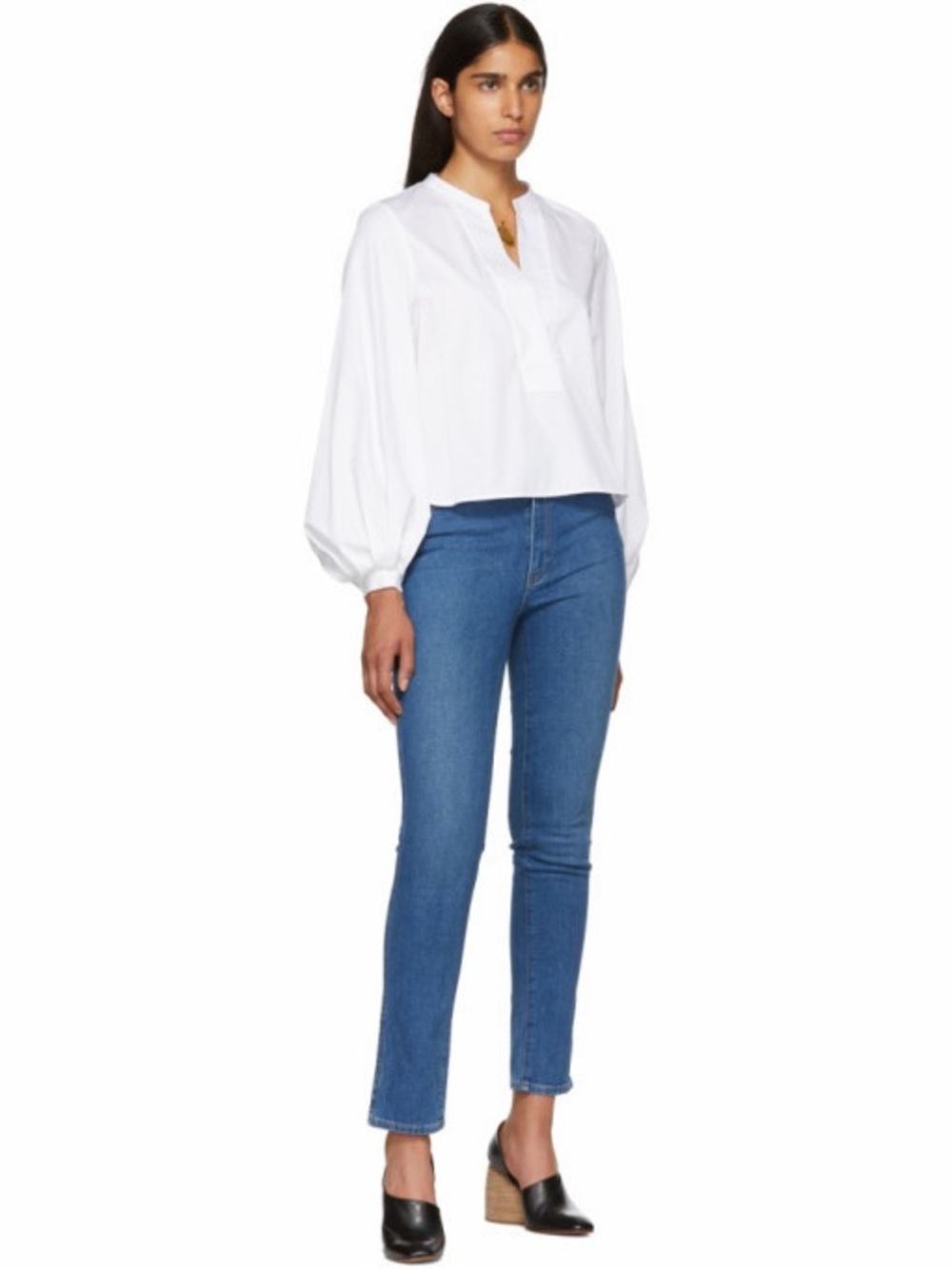 KHAITE Mid Blue Skinny High-Rise Jeans